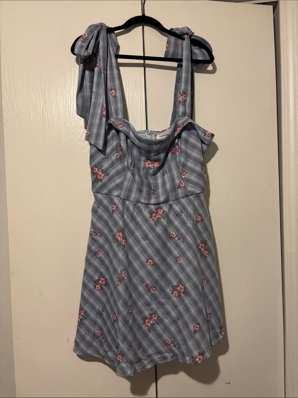NWT Francesca's Collections Blue Striped Mini Dress with Pink Floral Print